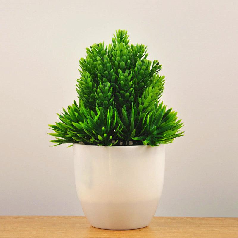 Small Green Artificial Pot Decor Bonsai Green Fake Flowers Potted Ornaments for Home Garden Decor Party Hotel Decor