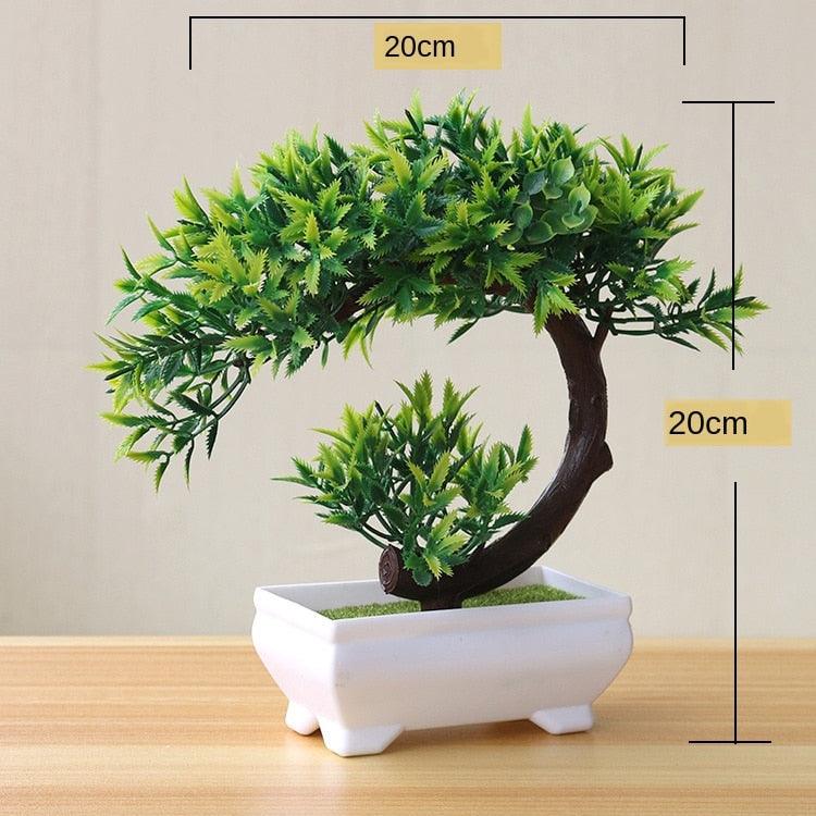 Small Green Artificial Pot Decor Bonsai Green Fake Flowers Potted Ornaments for Home Garden Decor Party Hotel Decor