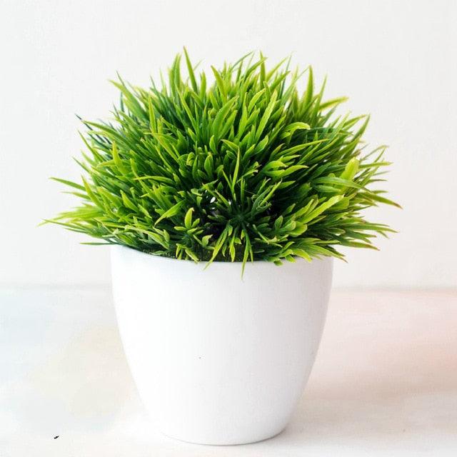 Small Green Artificial Pot Decor Bonsai Green Fake Flowers Potted Ornaments for Home Garden Decor Party Hotel Decor