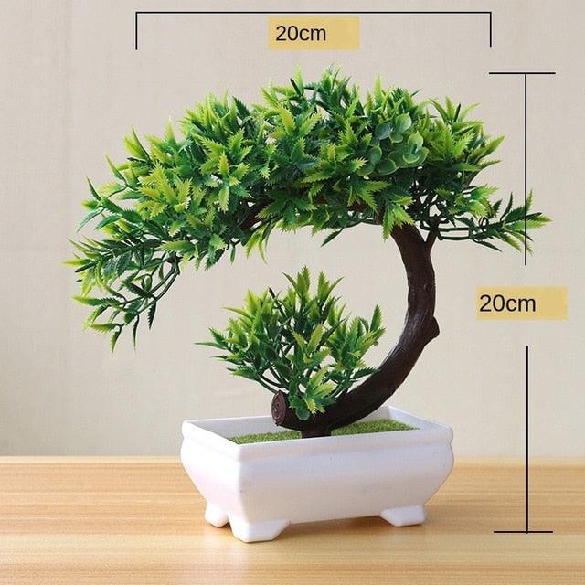 Small Green Artificial Pot Decor Bonsai Green Fake Flowers Potted Ornaments for Home Garden Decor Party Hotel Decor