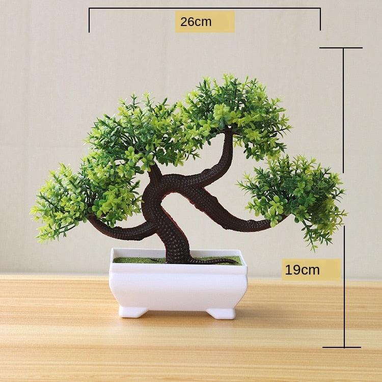 Small Green Artificial Pot Decor Bonsai Green Fake Flowers Potted Ornaments for Home Garden Decor Party Hotel Decor