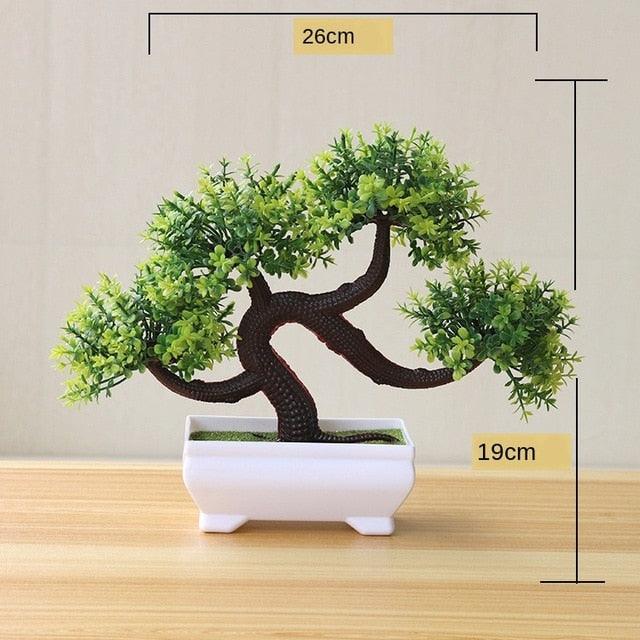 Small Green Artificial Pot Decor Bonsai Green Fake Flowers Potted Ornaments for Home Garden Decor Party Hotel Decor