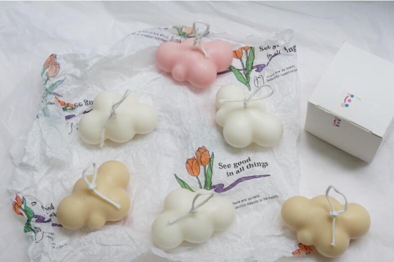 Small Scented Cloud Shape Birthday Candle Handmade Scented Candle Hand Poured Decorative Candle Aesthetic Candle Room Decor For Home Use Bedroom Romantic Soy Candle Home decoration Mother's Day Gifts