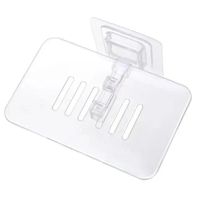 Soap Rack No Drilling Wall Mounted Double Layer Soap Holder Soap Sponge Dish Bathroom Accessories Soap Dishes Self Adhesive Shower Soap Saver Holder Stand Bathroom Bar Soap Case Adhesive Kitchen Sink Sponge Holder Drainer Wall Soap Dish Container