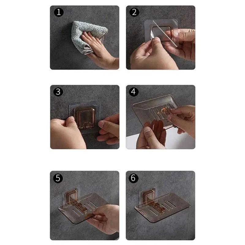 Soap Rack No Drilling Wall Mounted Double Layer Soap Holder Soap Sponge Dish Bathroom Accessories Soap Dishes Self Adhesive Shower Soap Saver Holder Stand Bathroom Bar Soap Case Adhesive Kitchen Sink Sponge Holder Drainer Wall Soap Dish Container