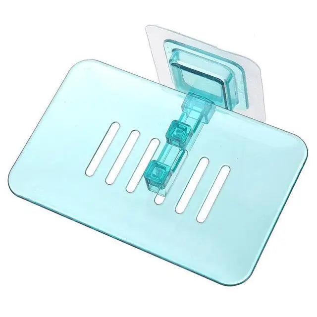 Soap Rack No Drilling Wall Mounted Double Layer Soap Holder Soap Sponge Dish Bathroom Accessories Soap Dishes Self Adhesive Shower Soap Saver Holder Stand Bathroom Bar Soap Case Adhesive Kitchen Sink Sponge Holder Drainer Wall Soap Dish Container