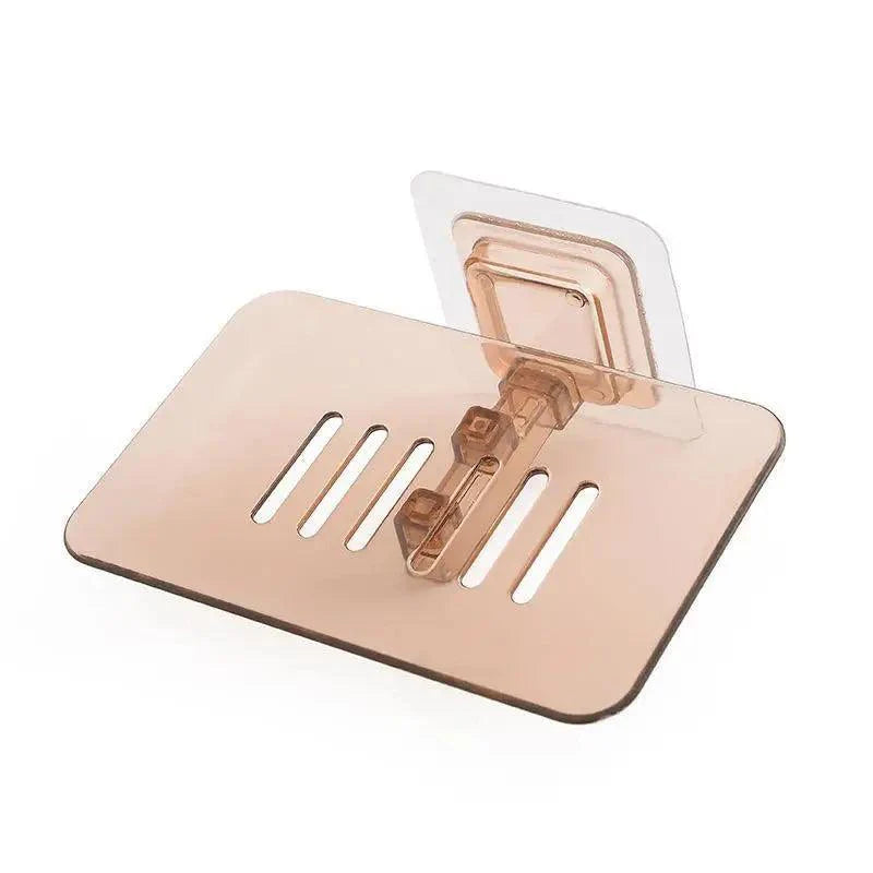 Soap Rack No Drilling Wall Mounted Double Layer Soap Holder Soap Sponge Dish Bathroom Accessories Soap Dishes Self Adhesive Shower Soap Saver Holder Stand Bathroom Bar Soap Case Adhesive Kitchen Sink Sponge Holder Drainer Wall Soap Dish Container