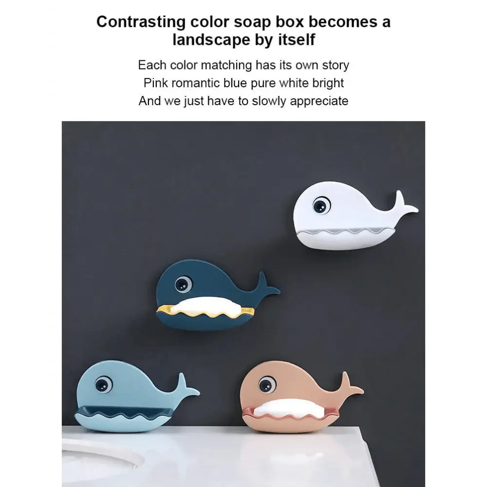 Soap Rack No Drilling Wall Mounted Drain Non Perforated Double Layer Holder Sponge Dish Accessories Magic Soap Dishes Bathroom Cute Soap Dish for Kids Plastic Self Draining Soap Holder for Shower Wall Cartoon Hanging Bathroom Soap Tray with Suction Cup