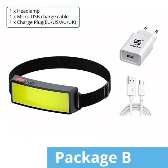 Soft Light Headlamp Flashlight LED Headlamp Adjustable Strap With COB Wick  Headlight Beads Wide Range of Lighting   Perfect Head Light For Camping Hiking Running Built-in Rechargeable Lithium Battery