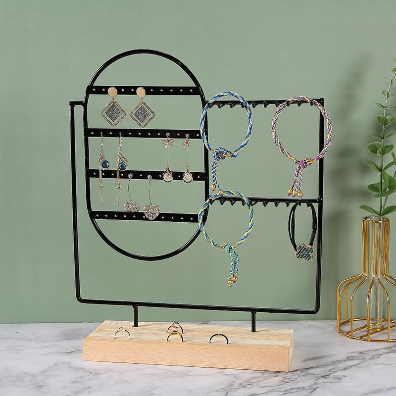 Stand Jewelry Display Organizer Earrings Pendants Bracelets Jewelry Holder With Wooden Base Earrings Storage Rack Metal Jewelry Storage Stand Necklace Rack Ornaments Display Stand Shopping Earring Stand