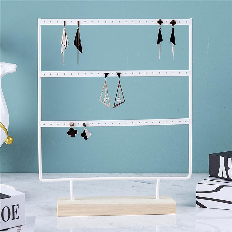 Stand Jewelry Display Organizer Earrings Pendants Bracelets Jewelry Holder With Wooden Base Earrings Storage Rack Metal Jewelry Storage Stand Necklace Rack Ornaments Display Stand Shopping Earring Stand