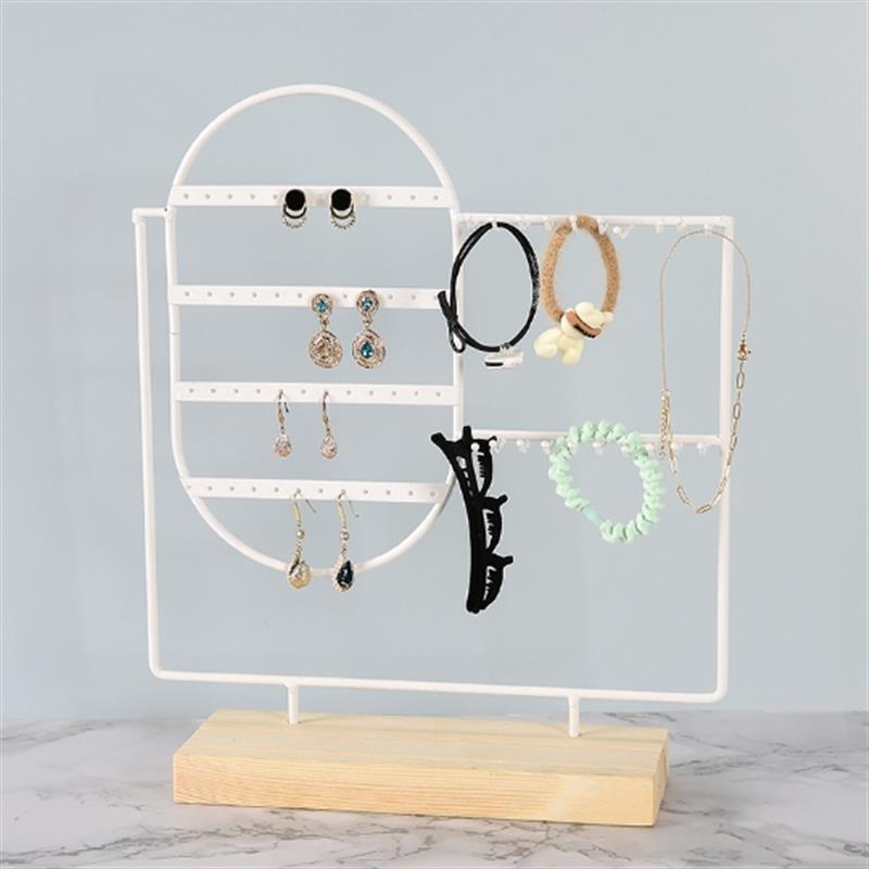 Stand Jewelry Display Organizer Earrings Pendants Bracelets Jewelry Holder With Wooden Base Earrings Storage Rack Metal Jewelry Storage Stand Necklace Rack Ornaments Display Stand Shopping Earring Stand