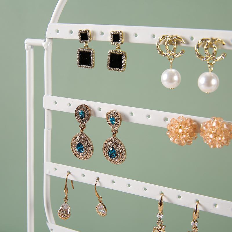 Stand Jewelry Display Organizer Earrings Pendants Bracelets Jewelry Holder With Wooden Base Earrings Storage Rack Metal Jewelry Storage Stand Necklace Rack Ornaments Display Stand Shopping Earring Stand