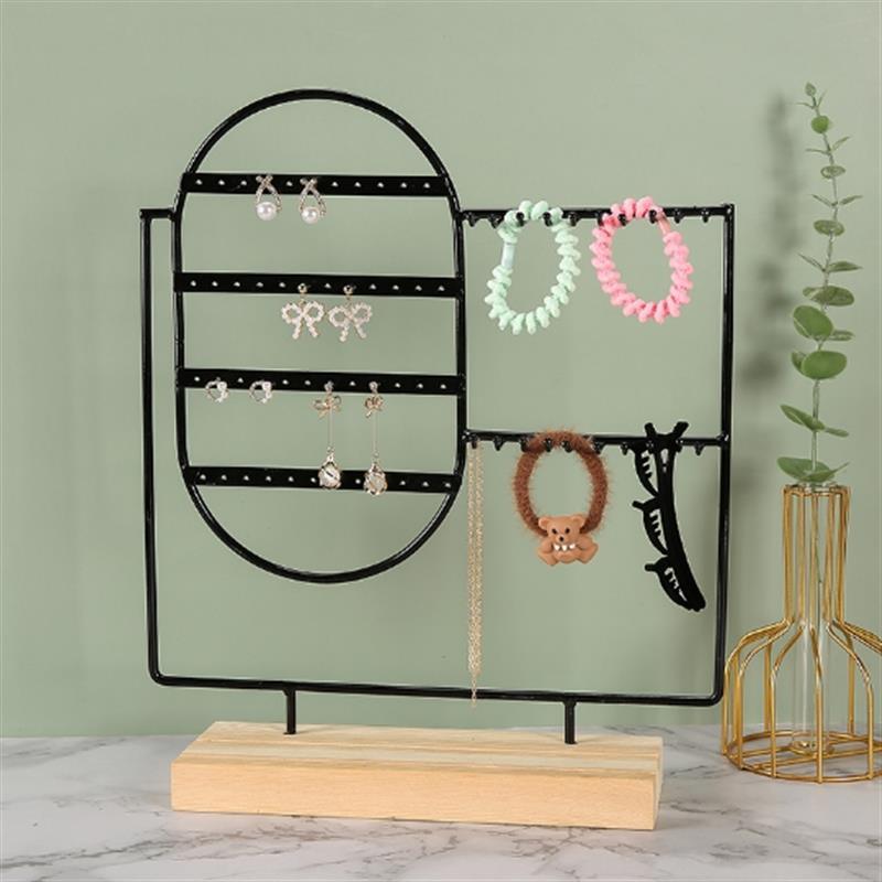 Stand Jewelry Display Organizer Earrings Pendants Bracelets Jewelry Holder With Wooden Base Earrings Storage Rack Metal Jewelry Storage Stand Necklace Rack Ornaments Display Stand Shopping Earring Stand