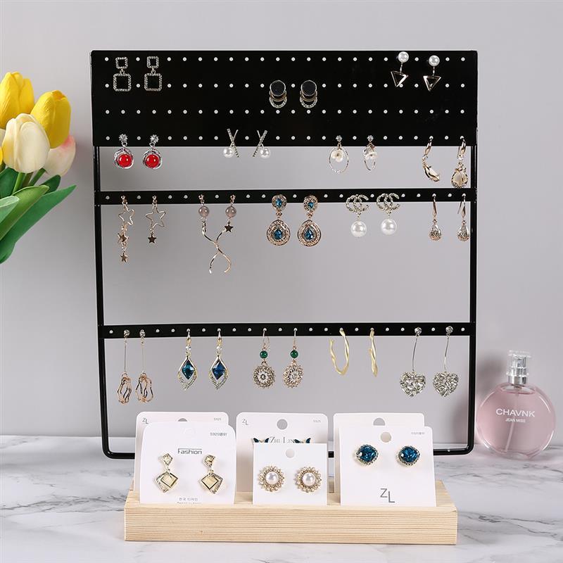 Stand Jewelry Display Organizer Earrings Pendants Bracelets Jewelry Holder With Wooden Base Earrings Storage Rack Metal Jewelry Storage Stand Necklace Rack Ornaments Display Stand Shopping Earring Stand