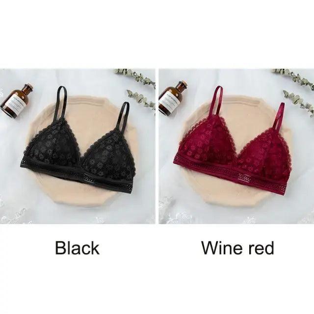 Stunning Hot Look Women's Lace Bra No Steel Ring Beauty Back comfor Wrapped Chest Comfortable Daisy Brassiere Stretch Triangle Cup Padded Underwear 1/2Pcs