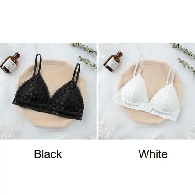 Stunning Hot Look Women's Lace Bra No Steel Ring Beauty Back comfor Wrapped Chest Comfortable Daisy Brassiere Stretch Triangle Cup Padded Underwear 1/2Pcs
