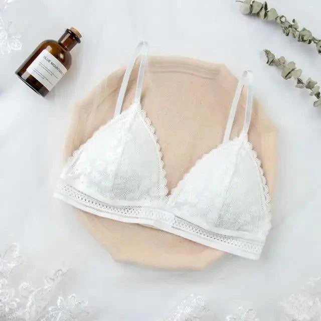 Stunning Hot Look Women's Lace Bra No Steel Ring Beauty Back comfor Wrapped Chest Comfortable Daisy Brassiere Stretch Triangle Cup Padded Underwear 1/2Pcs
