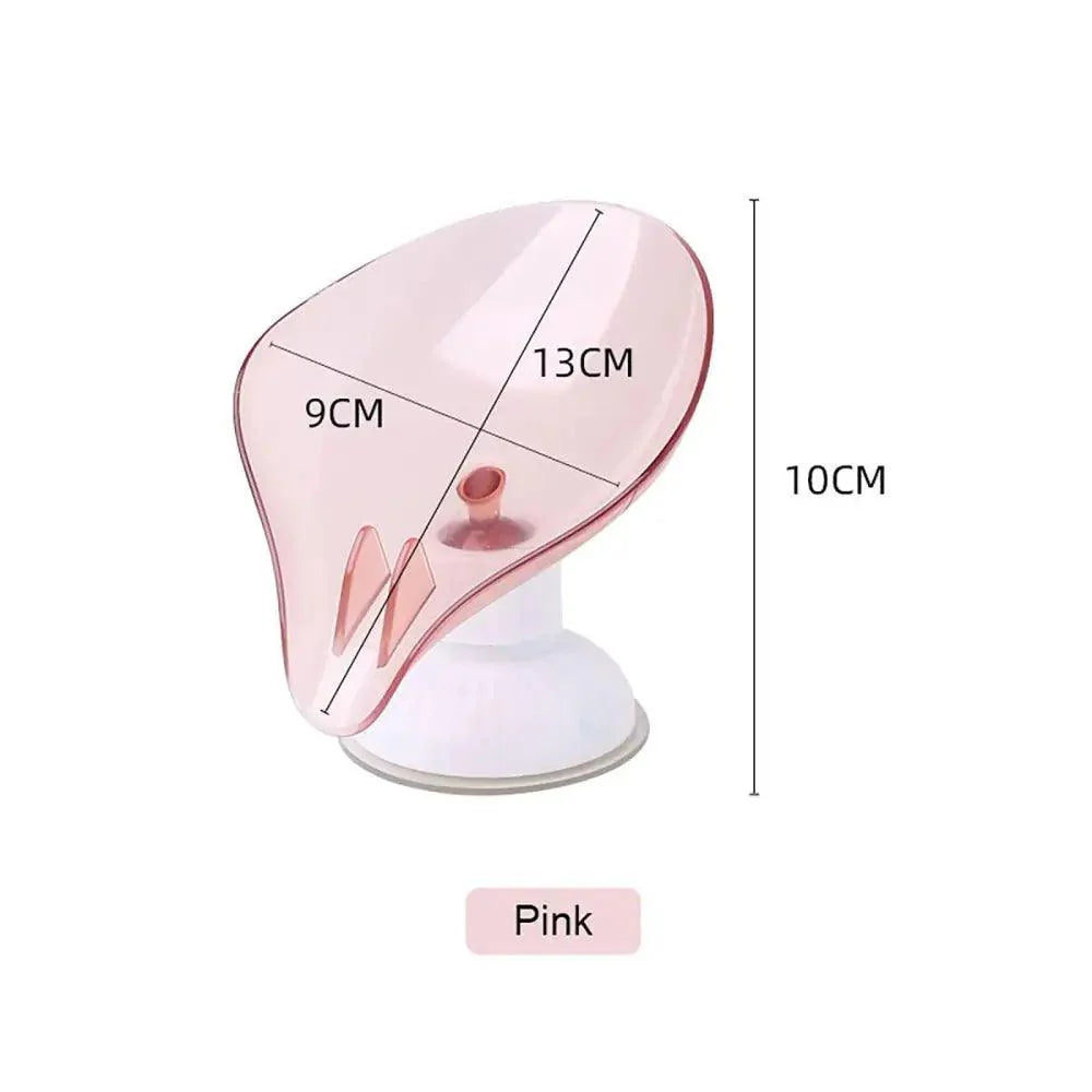 Suction Cup Soap Dish Holder Leaf-Shape Self-Draining Soap Saver Box Not Punched for Shower Bathroom Kitchen Soap Dishes Sponge Container with Suction Cup Leaf Shape Self Draining for Bathroom Kitchen Sink