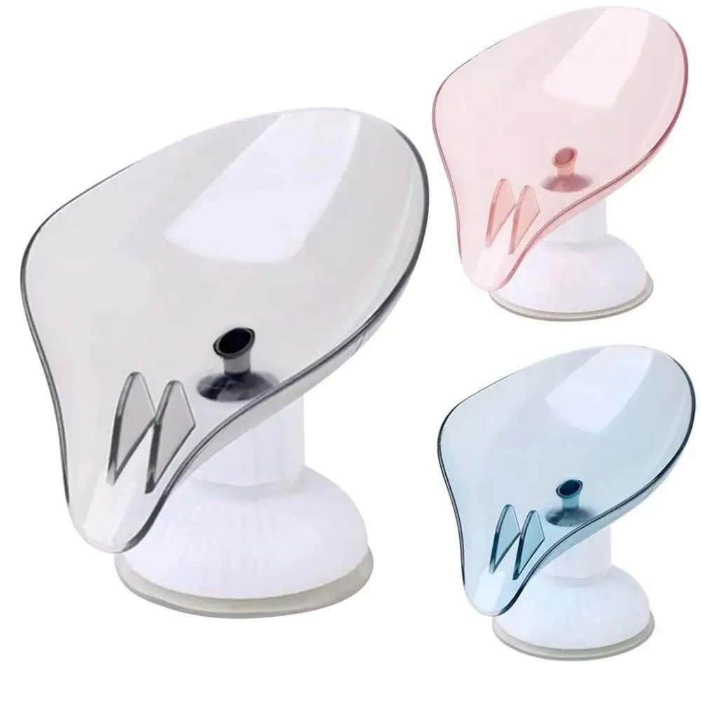 Suction Cup Soap Dish Holder Leaf-Shape Self-Draining Soap Saver Box Not Punched for Shower Bathroom Kitchen Soap Dishes Sponge Container with Suction Cup Leaf Shape Self Draining for Bathroom Kitchen Sink