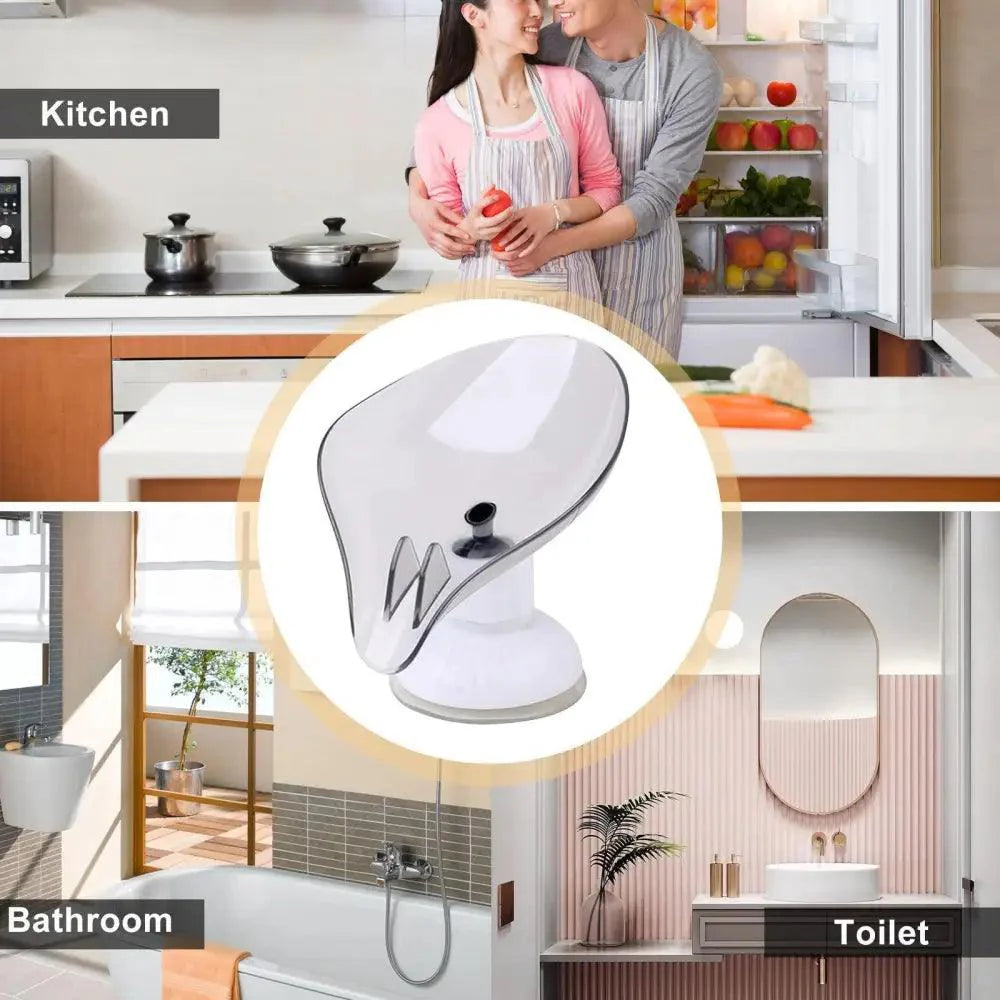 Suction Cup Soap Dish Holder Leaf-Shape Self-Draining Soap Saver Box Not Punched for Shower Bathroom Kitchen Soap Dishes Sponge Container with Suction Cup Leaf Shape Self Draining for Bathroom Kitchen Sink