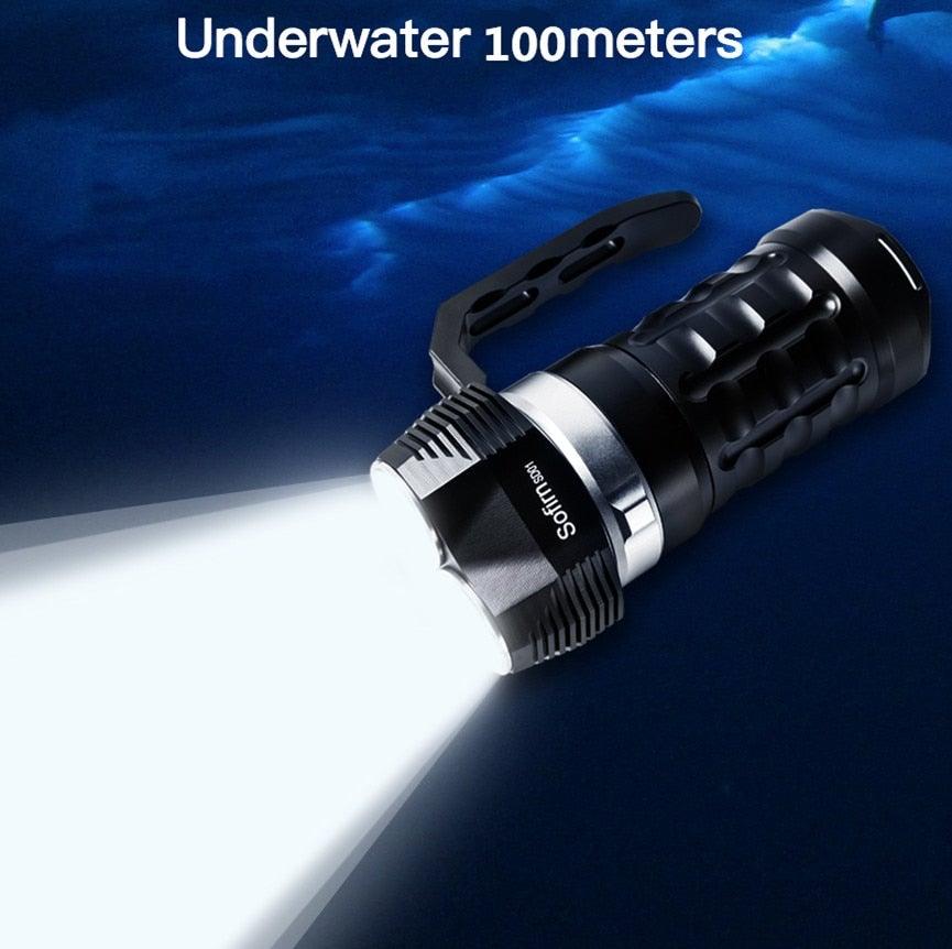 Super Bright High Lumen Underwater and Powerful Waterproof  LED Torchlight with Magnetic Control Switch Diving Light Dive Flashlight For Camping Hiking Running Jogging Diving Household Use