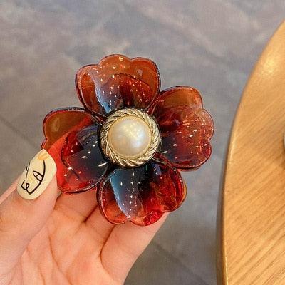 Sweet Flower Shape Hair Clips for Women Girls Hair Claw Chic Barrettes Claw Crab Hairpins Styling Bohemia Hair Jaw Clamps Medium Thick Hair Women