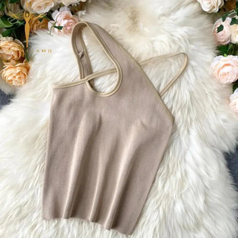 Top fashion cute women summer  cross sleeveless crop top cute fashion styles classy top