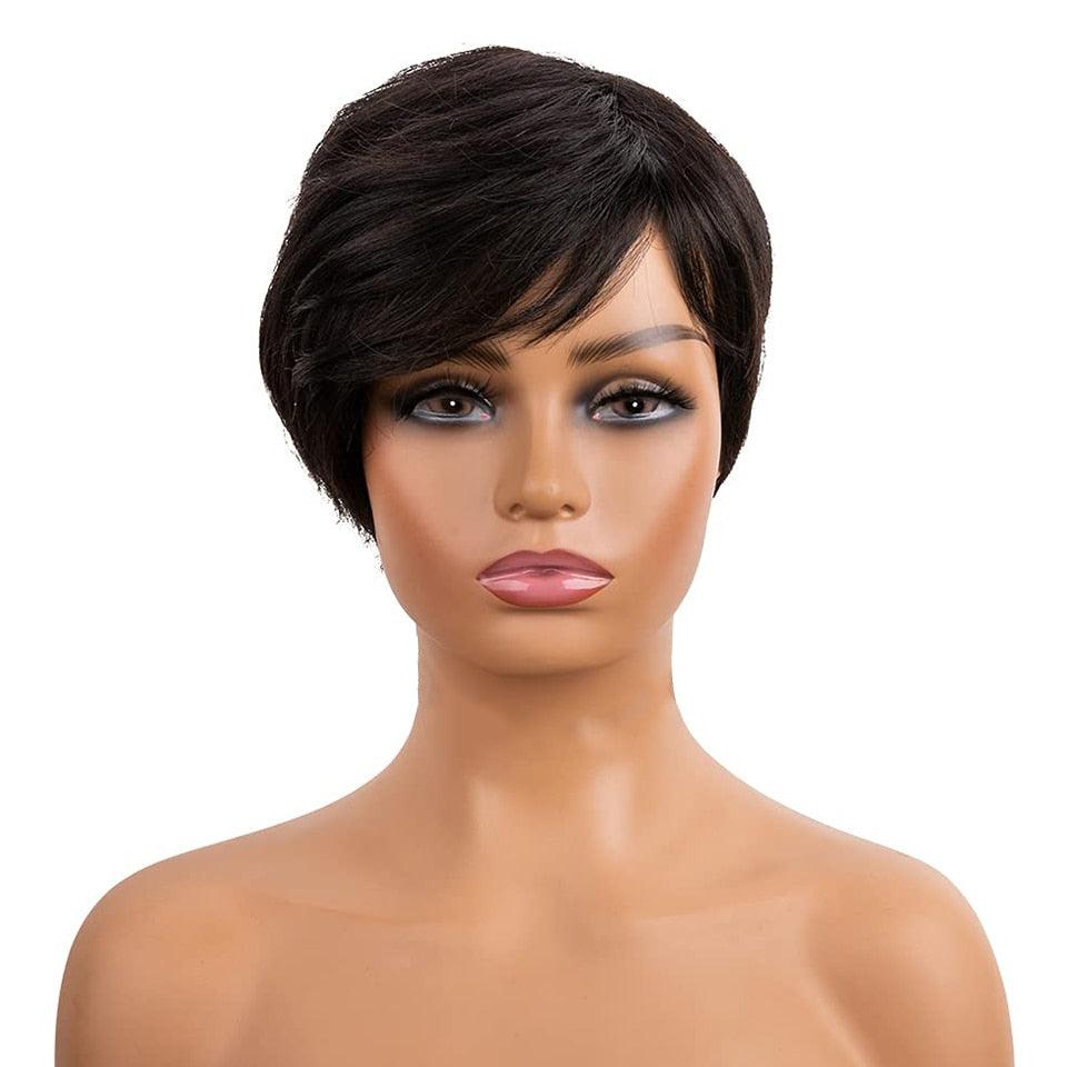 Trending Natural Color Short Bob Straight Human Wigs With Bangs Brazilian Virgin Hair Pixie Cut Wig Human Hair Wig For Black Women Gifts for Girlfriends