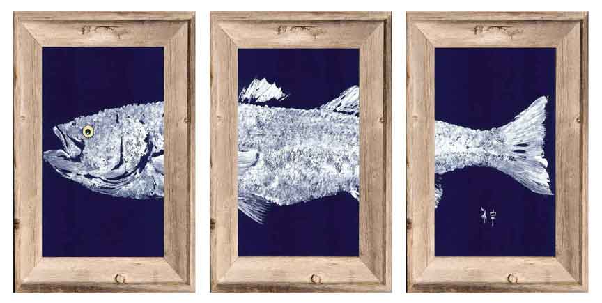 Coastal Art Triptych Fish Ocean Artist Inspired