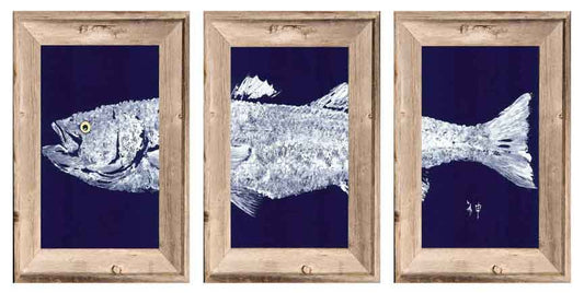 Coastal Art Triptych Fish Ocean Artist Inspired