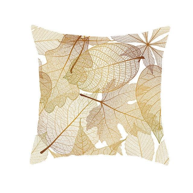 Tropical Leaf Flower Green Yellow Pillowcase Decorative Throw Pillow Case Cushion Cover Gold Stamping Leaves Polyester Cushion Cover Throw Pillow Decorative Cushions Home Decor Pillow Covers