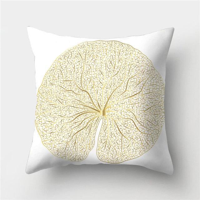 Tropical Leaf Flower Green Yellow Pillowcase Decorative Throw Pillow Case Cushion Cover Gold Stamping Leaves Polyester Cushion Cover Throw Pillow Decorative Cushions Home Decor Pillow Covers