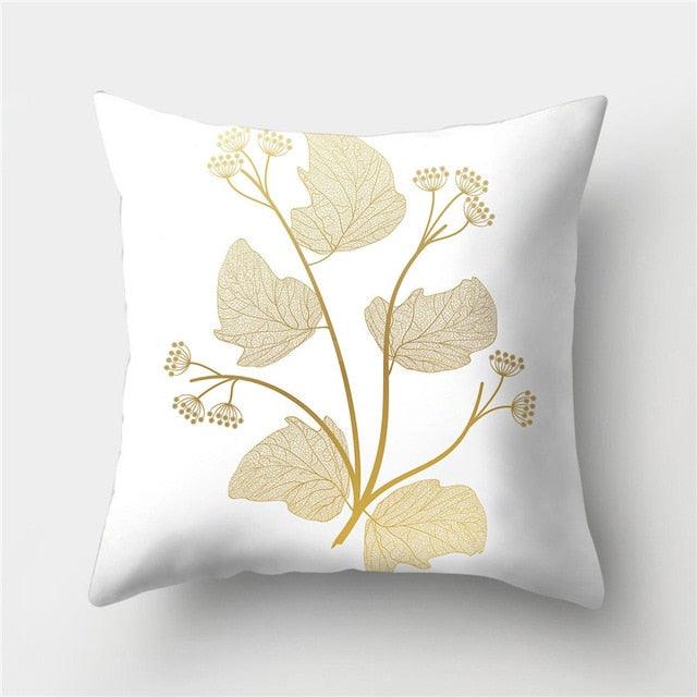 Tropical Leaf Flower Green Yellow Pillowcase Decorative Throw Pillow Case Cushion Cover Gold Stamping Leaves Polyester Cushion Cover Throw Pillow Decorative Cushions Home Decor Pillow Covers