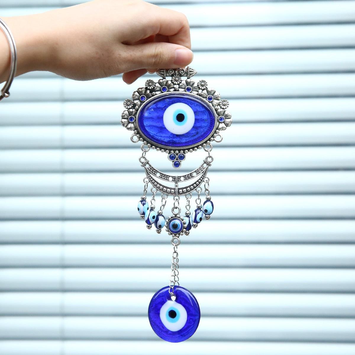 Turkish Blue Evil Eye Wall Hanging Ornaments Nazar Beads Glass Amulet Pendants Wall Hanging Decoration Blessing Protection Home Decoration Lucky Pendant Charm Wall Decor Home Protection House Decoration Good Luck Jewelry Accessories