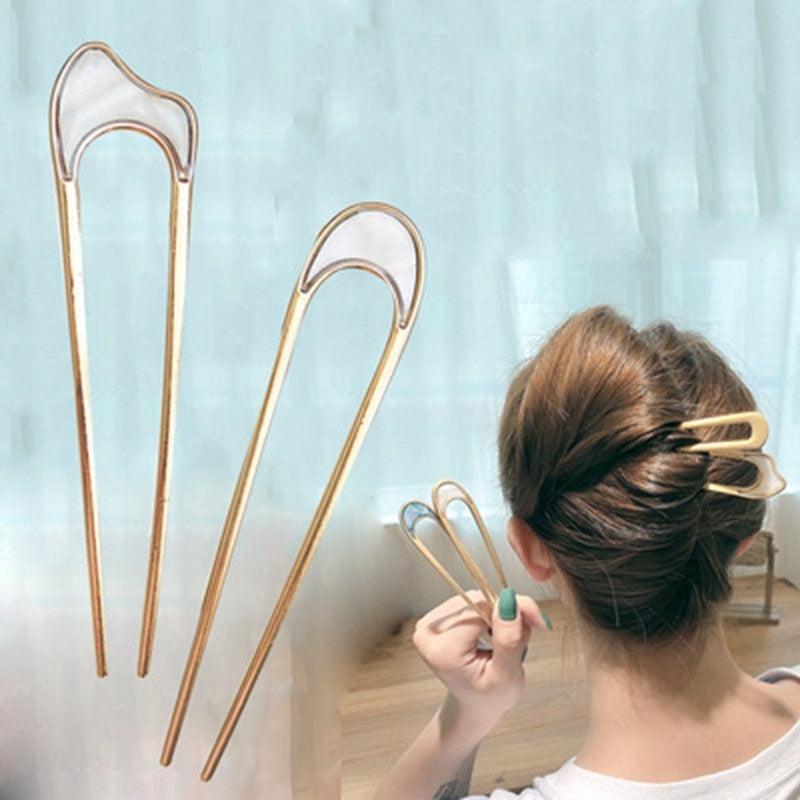 U Shape Hair Sticks Women Hairclip Simplicity Colorful Girls Hairpins Hair Sticks Hair Accessories Headwear French Hair Pin Hairstyle Chignon for Women