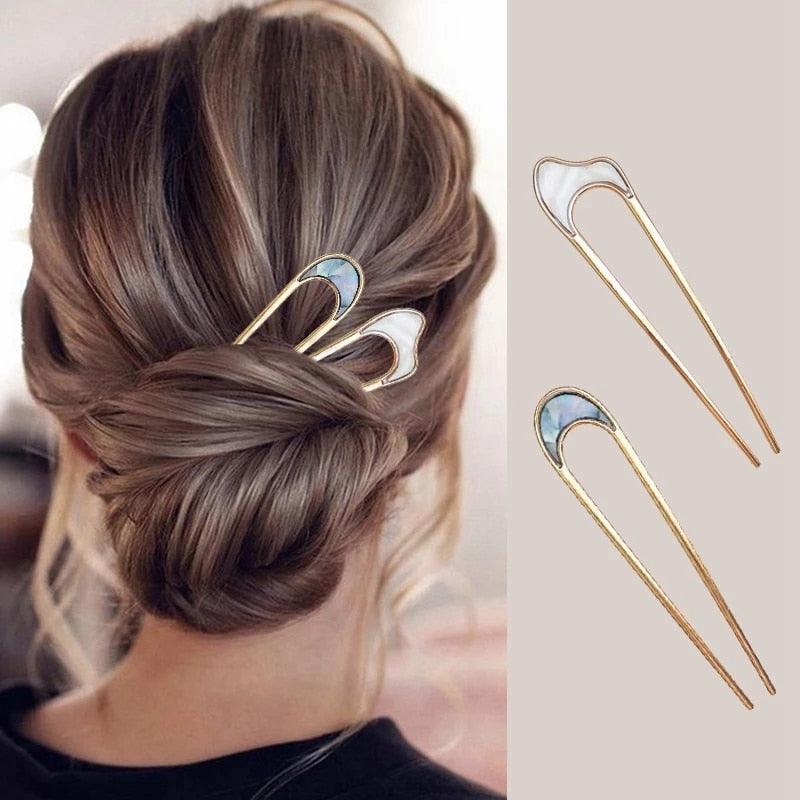 U Shape Hair Sticks Women Hairclip Simplicity Colorful Girls Hairpins Hair Sticks Hair Accessories Headwear French Hair Pin Hairstyle Chignon for Women