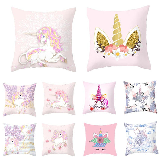Unicorn Cushion Cover Party Decoration Unicorn Birthday Decor Pillow Covers Cute Girls Pillow Cushion Cover Princess Decoration For Home Pillow Case Party Decor