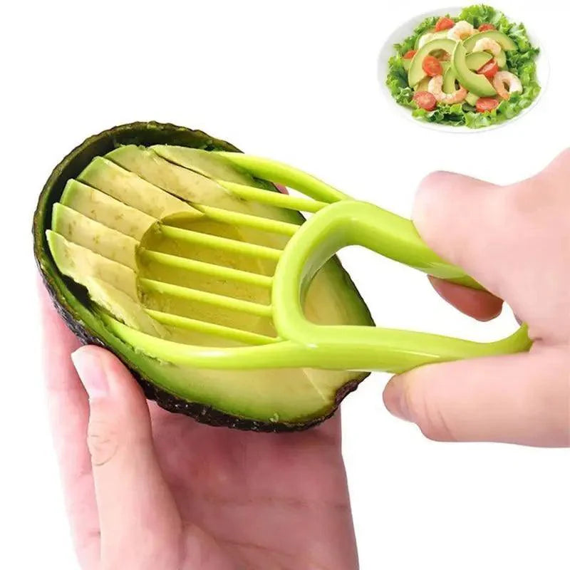 Unique Design 3 In 1 Avocado Slicer Shea Corer Butter Fruit Peeler Cutter Pulp Separator Plastic Knife Kitchen Vegetable Tools Kitchen Gadgets