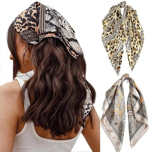 Unique Style Square Silk Scarf Women Headband Fashionable Print Neck Scarfs Office Hair Band Hand For Female Bandana