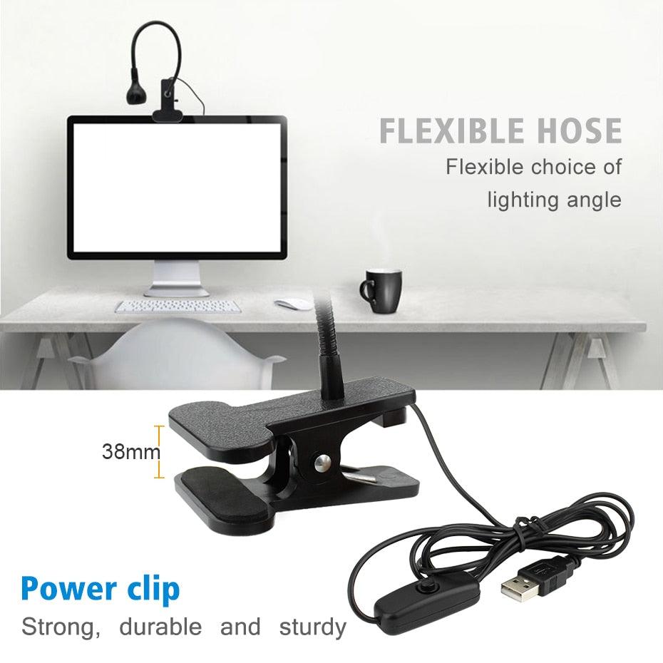 USB LED Desk Lamp With Clip Flexible Table Lamp For Book Reading Study Office Bedside Work Children Night Light For Home Decorative Table Lamp Cute Study Lamps for Bedroom Décor