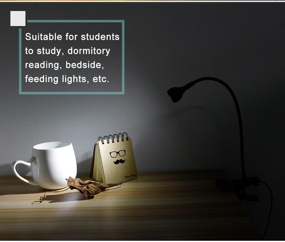 USB LED Desk Lamp With Clip Flexible Table Lamp For Book Reading Study Office Bedside Work Children Night Light For Home Decorative Table Lamp Cute Study Lamps for Bedroom Décor