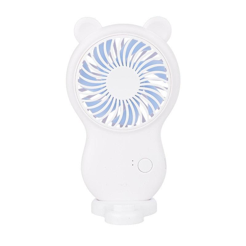 USB Mini Fan Portable Pocket Fan Cartoon Handheld Desktop Rechargeable Standing Fan Three Gear Wind Speed Regulation Battery Operated USB Small Fan with 3 Speeds for Home Office Car Outdoor Travel