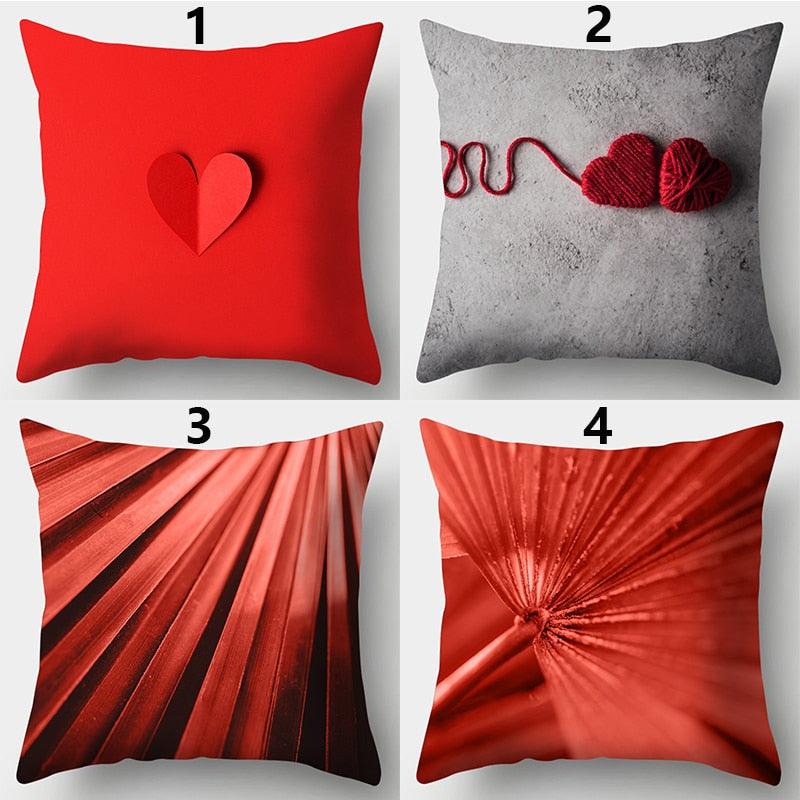 Valentines Day Red Heart And Flowers Pillow Cover Decorative Cushion Case Home Decor Sofa Couch Bedroom Car Flower Pillow Covers Love Pillow Covers Decorative Linen Square Throw Pillow Covers Couple Cushion Cases Home Decor for Sofa Bedroom Car  45x45cm