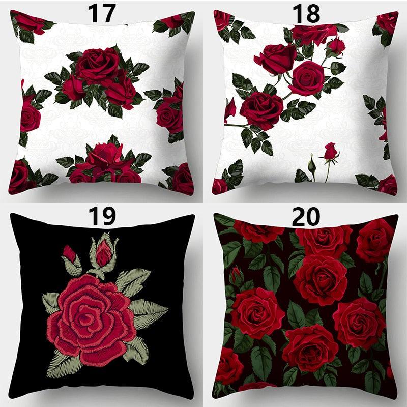 Valentines Day Red Heart And Flowers Pillow Cover Decorative Cushion Case Home Decor Sofa Couch Bedroom Car Flower Pillow Covers Love Pillow Covers Decorative Linen Square Throw Pillow Covers Couple Cushion Cases Home Decor for Sofa Bedroom Car  45x45cm