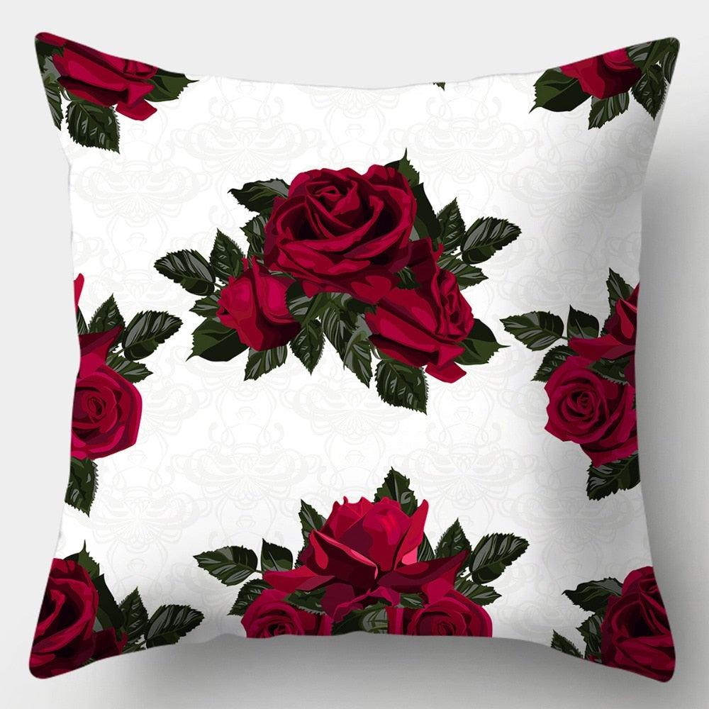 Valentines Day Red Heart And Flowers Pillow Cover Decorative Cushion Case Home Decor Sofa Couch Bedroom Car Flower Pillow Covers Love Pillow Covers Decorative Linen Square Throw Pillow Covers Couple Cushion Cases Home Decor for Sofa Bedroom Car  45x45cm