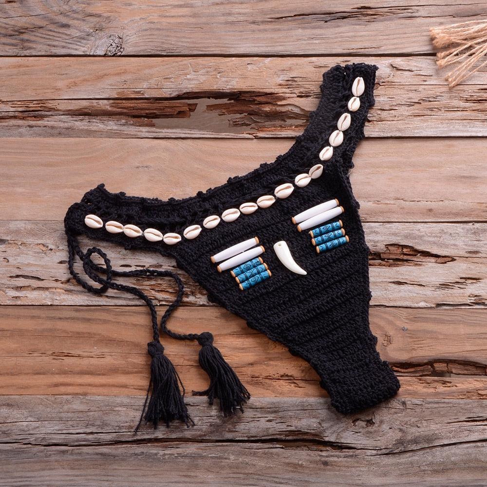 Vintage Blue Bikinis 2 Piece Halter Bikini Set Women High Waist Sequin Swimsuit  Set Handmade Crochet High Quality Swimsuit Women Push Up Swimwear Knitted Beach Wear Bathing Suit