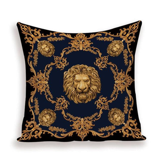Vintage Luxury Throw Pillow Cover Lion Flower Cushion Cover For Home Decor Sofa Bed Geometric Pillows Cases Throw Pillow Covers Lion Head Flower Cotton Linen Square Home Decorative Throw Pillow Case Cushion Covers 45x45cm