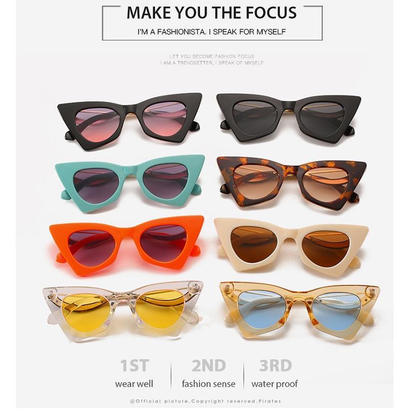 Vintage Square Cat Eye Sunglasses Women Retro Trendy Cat eye Sunglasses Classic Fashionable , Decent Personality & Wind Sunglasses In Retro Box Trending  Street Style Sunglasses For Men & Women