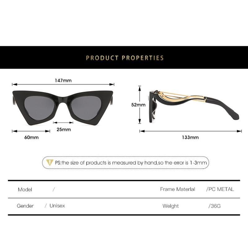 Vintage Square Cat Eye Sunglasses Women Retro Trendy Cat eye Sunglasses Classic Fashionable , Decent Personality & Wind Sunglasses In Retro Box Trending  Street Style Sunglasses For Men & Women